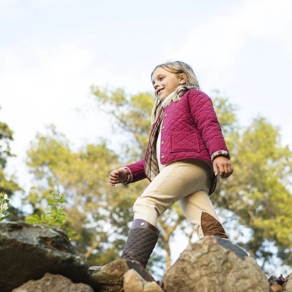Kids Equestrian Quilted Jacket - Burgundy - Picture 4 of 5
